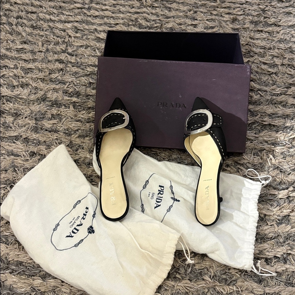 Prada Shoes - Classic Design, Silver Hardware, Size 35.5